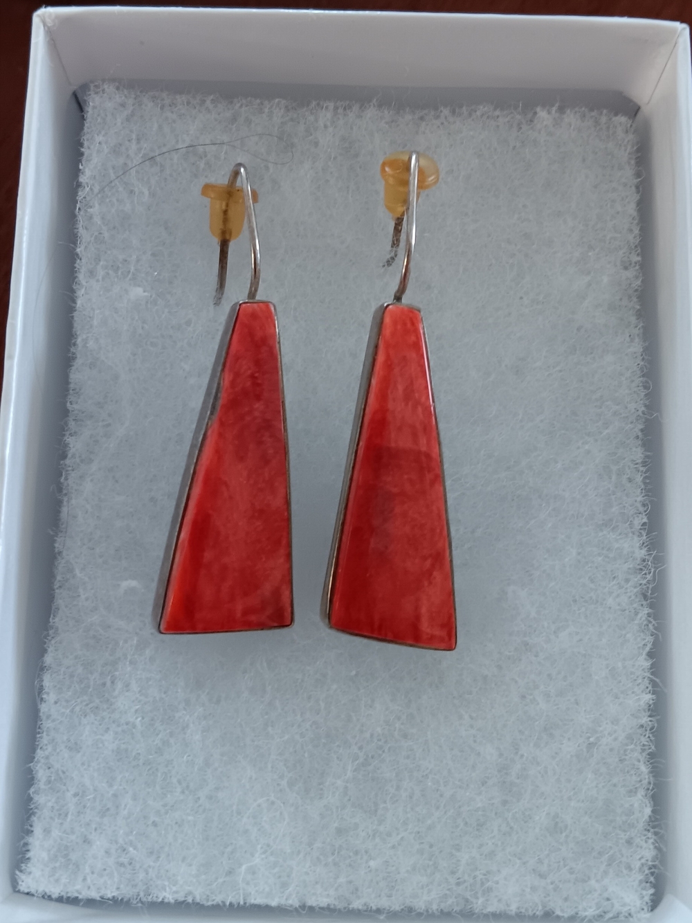 Navajo Chris Billie Spiny Oyster Sterling Dangle Earrings